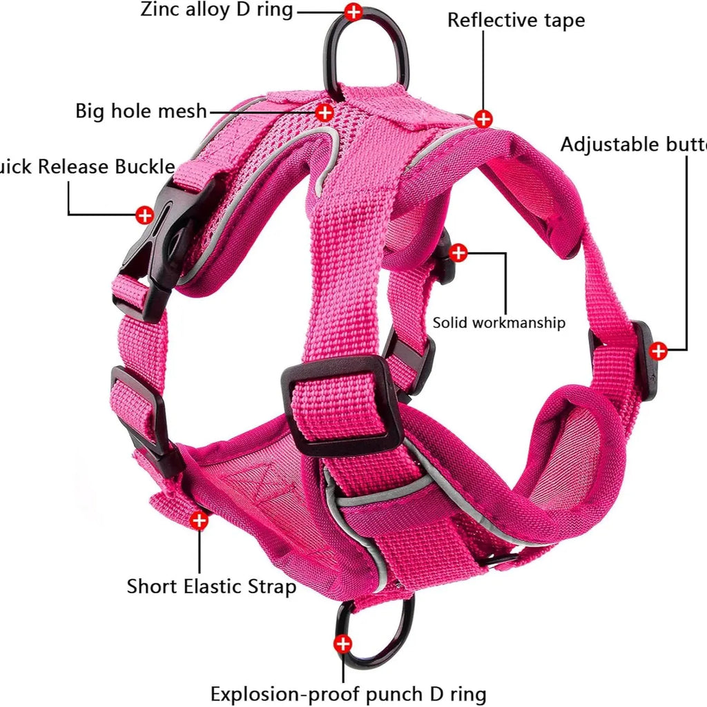 Ultimate Adjustable Dog Harness Set with No Tangle Leash - Breathable Mesh Reflective Anti-Pull Vest for Small to Large Dogs - Perfect for Nighttime Safety and Outdoor Adventures