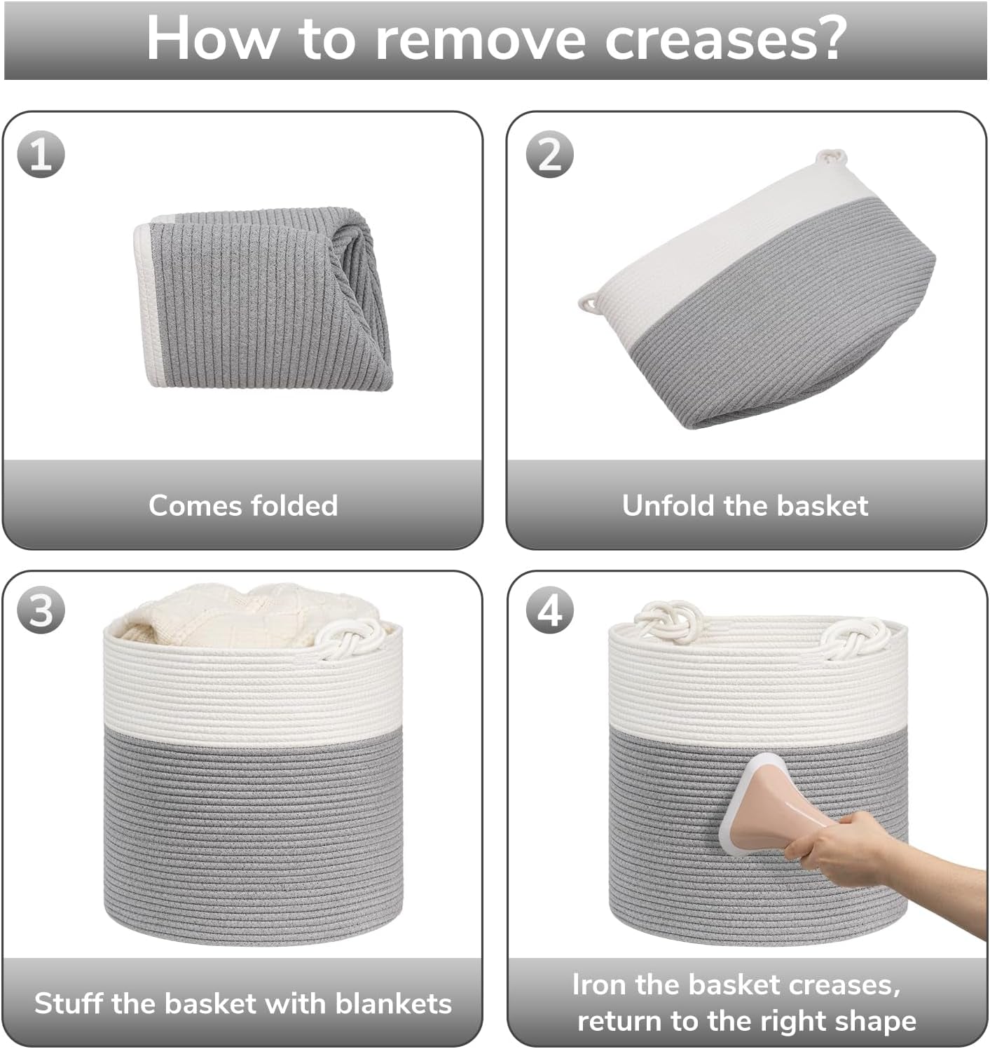 Stylish Grey Cotton Rope Storage Basket - Perfect for Baby Laundry, Toy Storage & Home Organization - 15 x 14.2 Inches with Convenient Handles