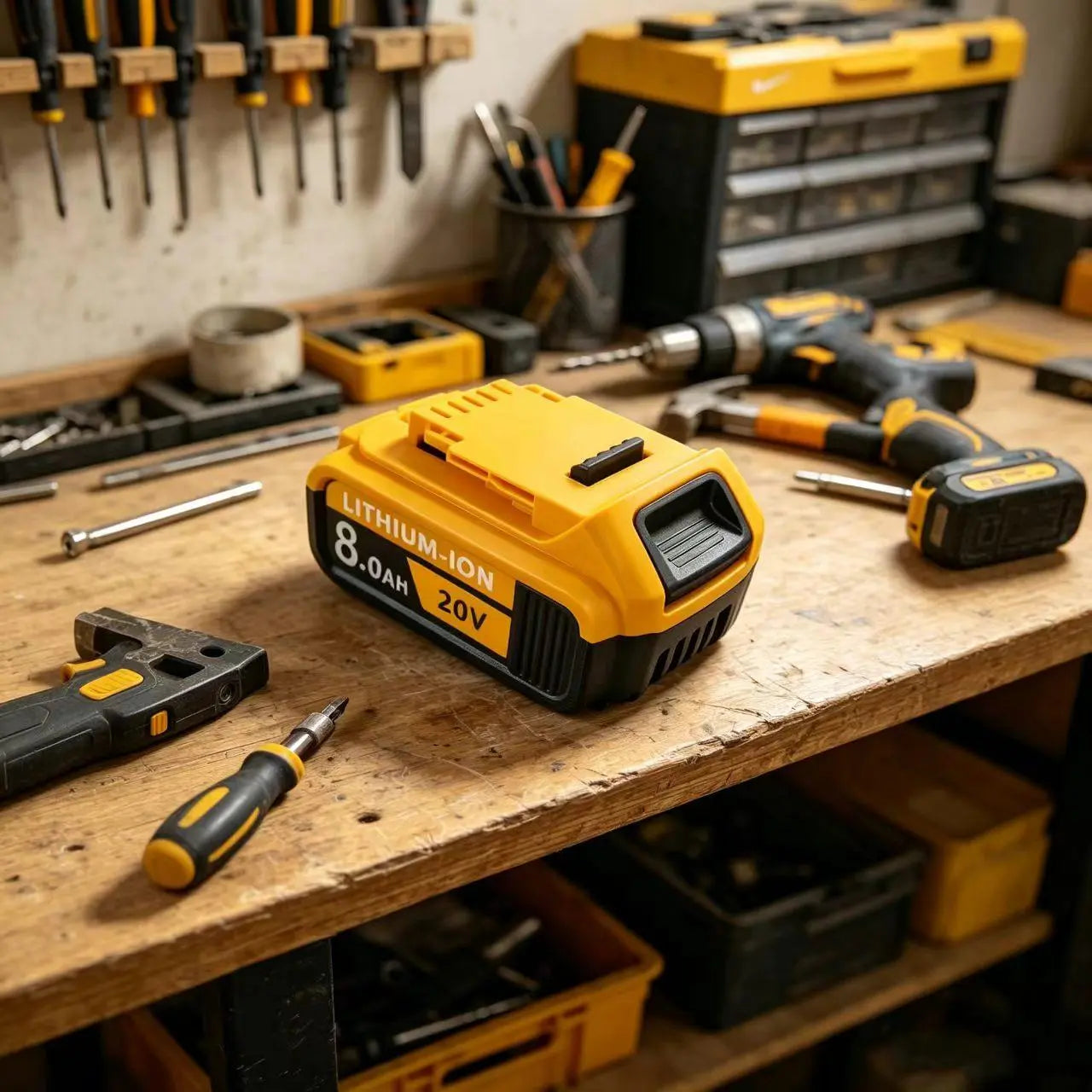 4-Pack Dewalt Cordless Power Tools Replacement Batteries, 20V/8Ah MAX Lithium-Ion Batteries, High-Capacity Long-Range Batteries, Compatible with DCB200, DCB203, DCB208 with LED Power Indicator Display