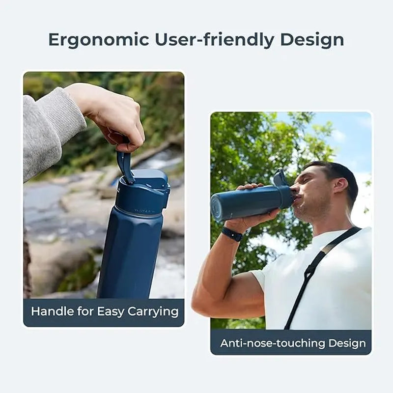 WATERH Boost Smart Water Bottle with APP - Insulated Stainless Steel Flask, Water Intake Tracker & Hydration Reminder, Portable Vacuum Thermal Cup, Wide Mouth Water Bottle for Travel & Gym, , Free Christmas Sticker，Ideal Gift