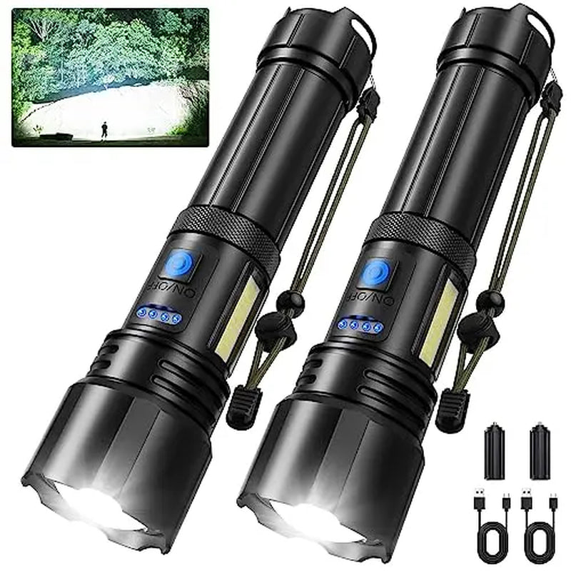 Rechargeable 990000 High Lumens LED Flashlights, XHP90.2 Super Bright Flashlight with Zoomable & 5 Modes & IPX7 Waterproof for Camping
