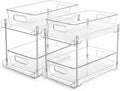 Vtopmart 2 Tier Bathroom Storage Organizer, 2 Pack Clear under Sink Organizers Vanity Counter Container, Cabinet Drawers Bins, Pull-Out Organization with Track for Pantry, Kitchen