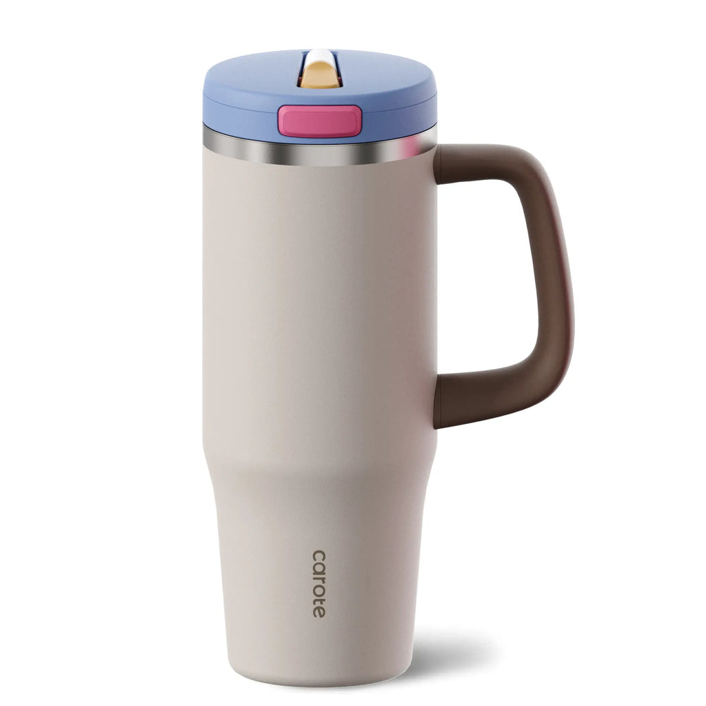 [Carotego]32Oz/40Oz Tumbler Cup Stainless Steel with Pop-Up Straw, Dishwasher Safe, Ergonomic Handle