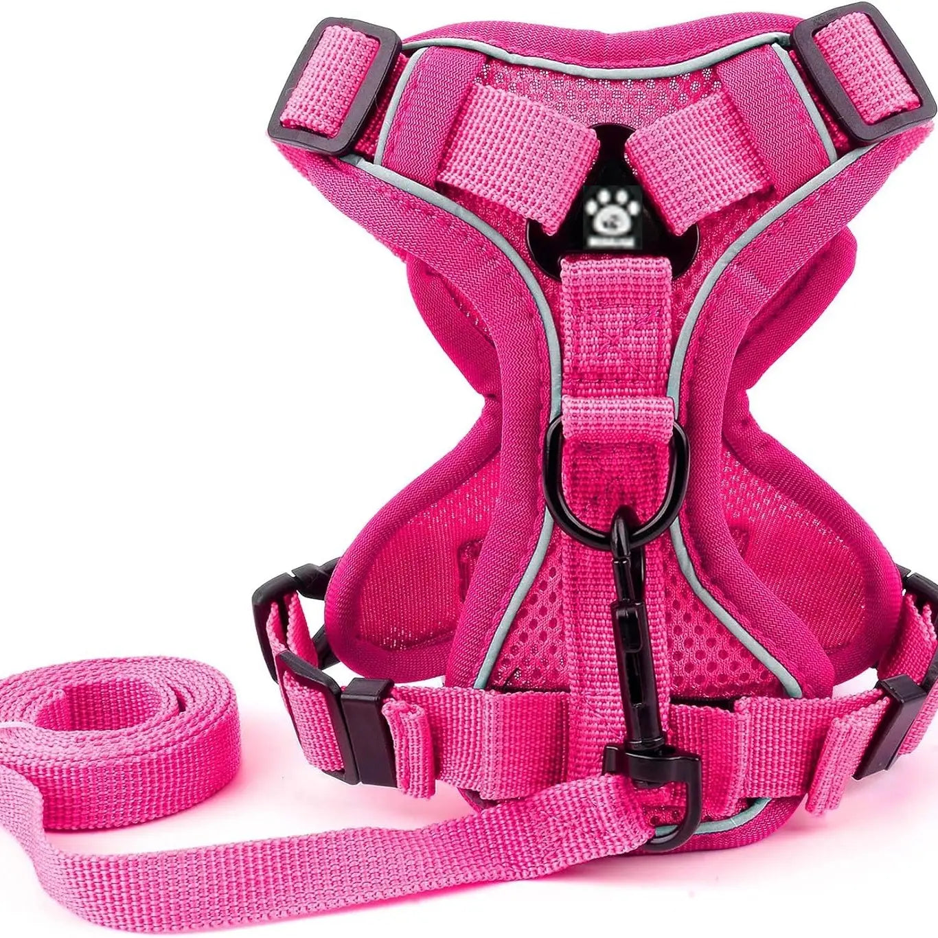 Ultimate Adjustable Dog Harness Set with No Tangle Leash - Breathable Mesh Reflective Anti-Pull Vest for Small to Large Dogs - Perfect for Nighttime Safety and Outdoor Adventures