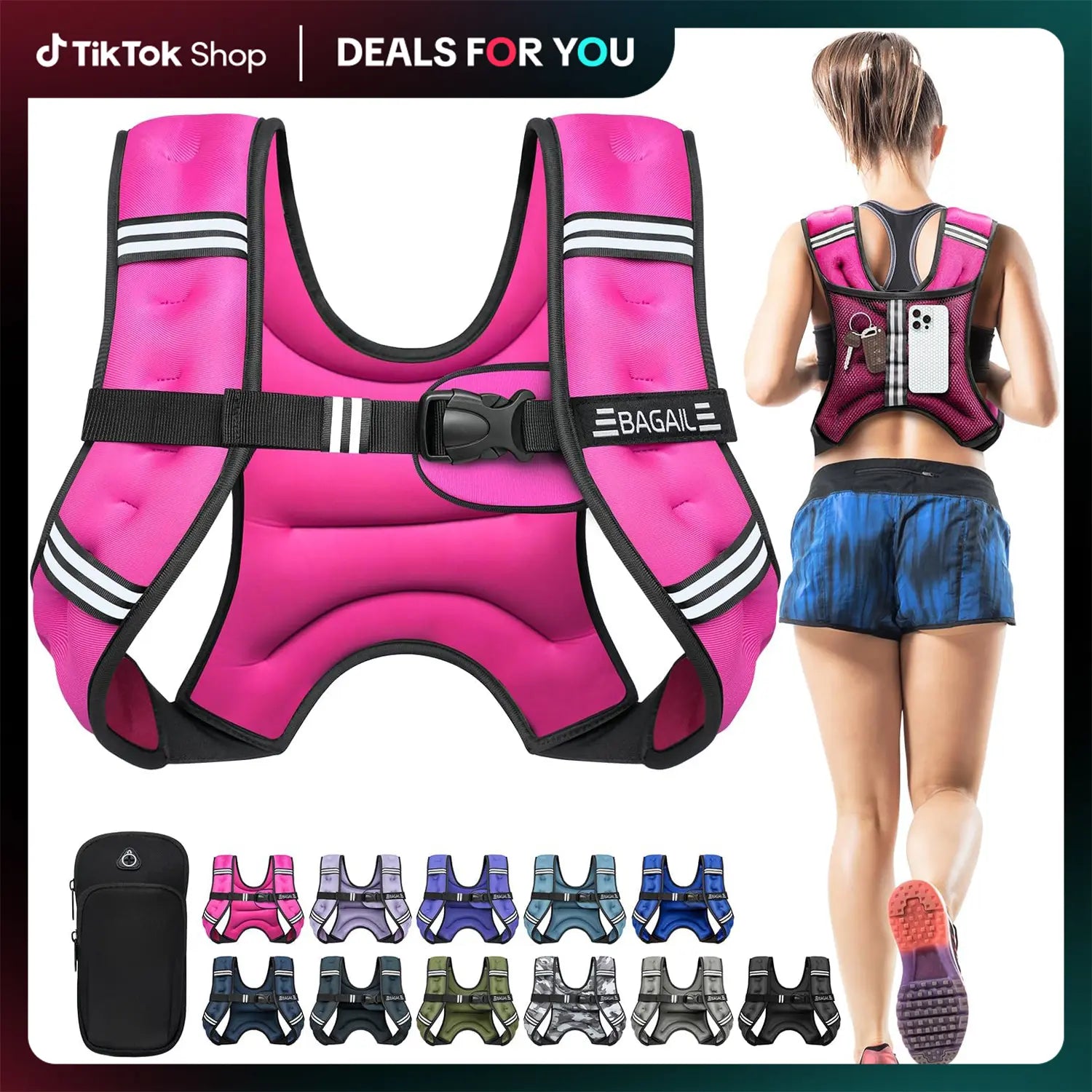 Elevate Your Workouts with the Bagail Weighted Vest - Choose Your Perfect Weight from 5Lbs to 30Lbs, Complete with Detachable Phone Pouch for Ultimate Convenience!