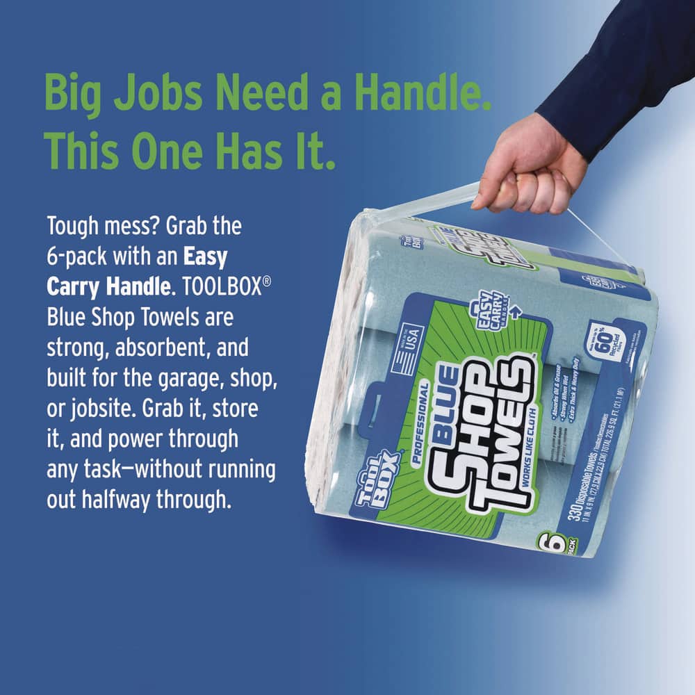 Ultimate 6-Pack Professional Blue Disposable Shop Towels - 330 Highly Absorbent Sheets for All Your Cleaning Needs