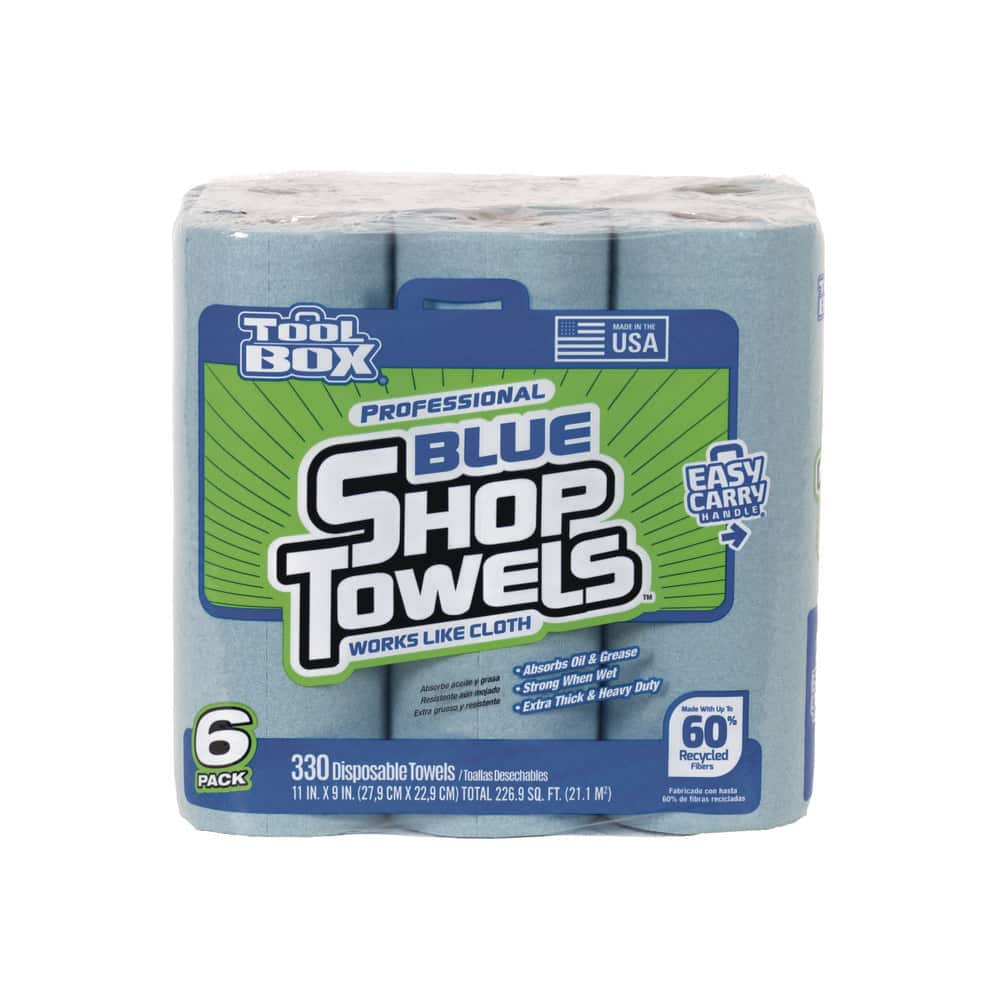 Ultimate 6-Pack Professional Blue Disposable Shop Towels - 330 Highly Absorbent Sheets for All Your Cleaning Needs